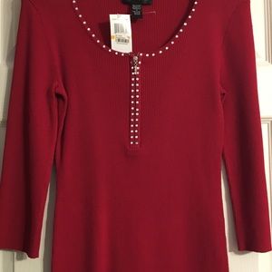 Women’s red top embellished with rhinestones MACY’S